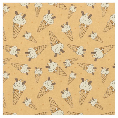 Kids Summer Ice Cream Cones Food Pattern Beige Fabric