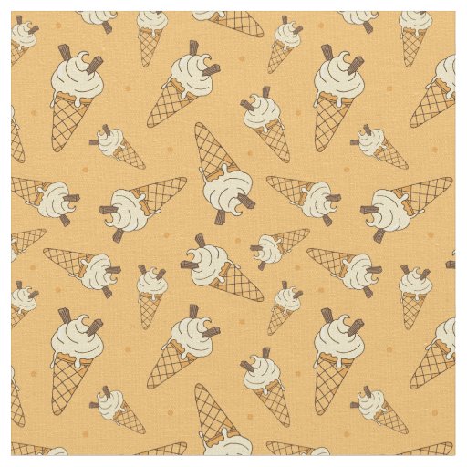 Kids Summer Ice Cream Cones Food Pattern Beige Fabric