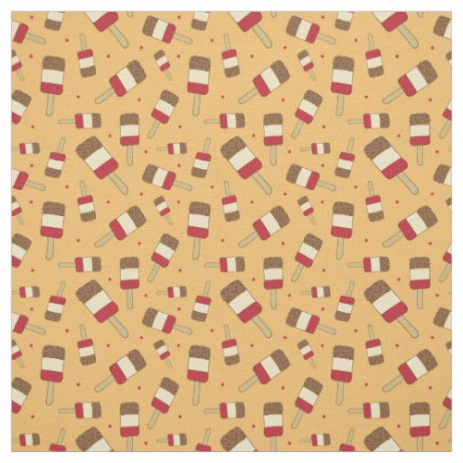 Kids Summer Ice Lolly Popsicle Print on Orange Fabric