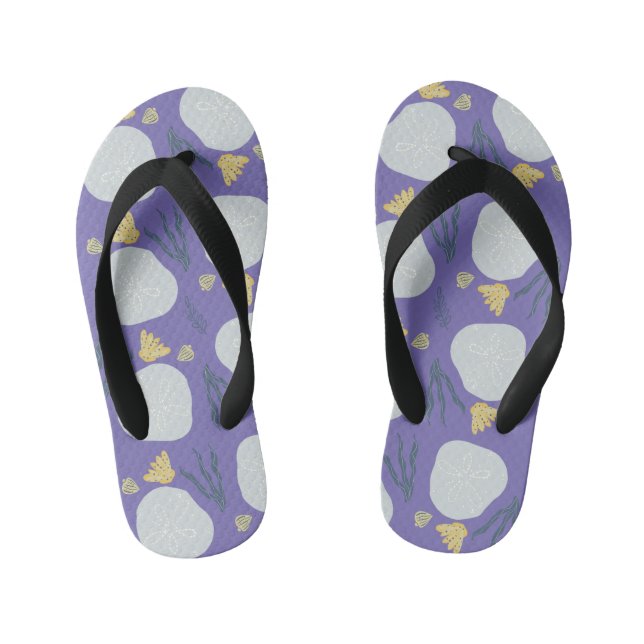 Kids Summer Sand Dollar Seashells Kid's Flip Flops (Footbed)