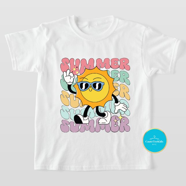 Kids Summer Shirt | Cool Retro Sun T-Shirt  (Creator Uploaded)