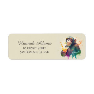 Kids Summer Watercolor Monkey Sunglasses Label
