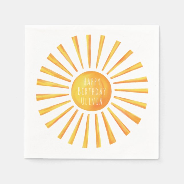 Kids Sunshine Happy Birthday Napkins (Front)