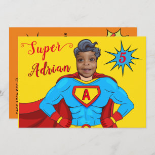Kids Superhero Cool Fab Fun Birthday Invitation