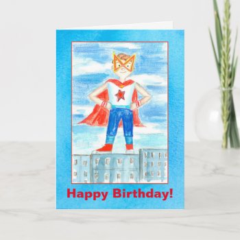 Kids Superhero Happy Birthday Card by CountryGarden at Zazzle