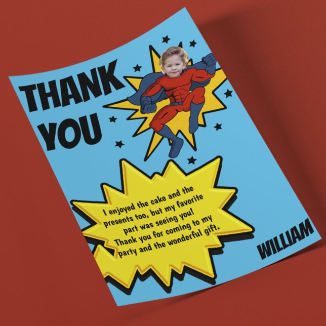 Kids Superhero Photo  Thank You Card