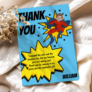 Kids Superhero Photo Thank You Card