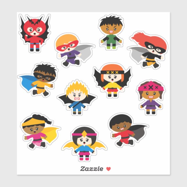 Kids Superheroes & Supervillains Sticker (Sheet)