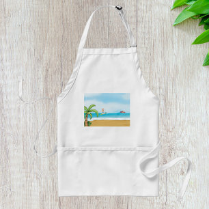 Kids Surfing Tropical Beach Fun Summer Ocean Adult Apron