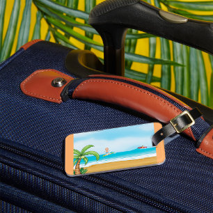 Kids Surfing Tropical Beach Fun Summer Ocean Luggage Tag