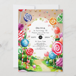 Kids' Sweet Candyland Birthday Invitation