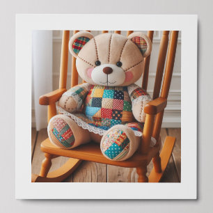 Kids Sweet Patchwork Teddy  Peel And Stick Photo Tile