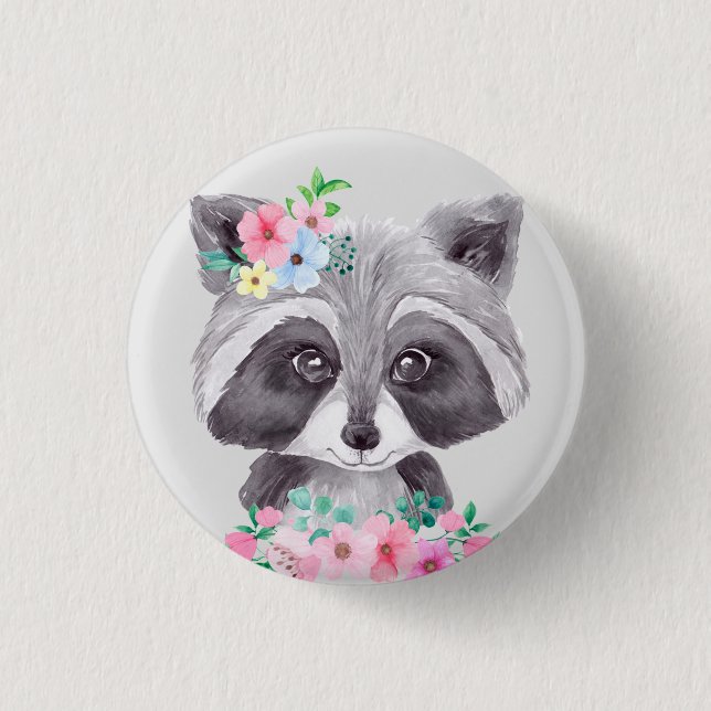 Kids Sweet Raccoon Button (Front)