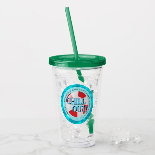 Kids Swimming Pool Party Chill out Custom Favor  Acrylic Tumbler