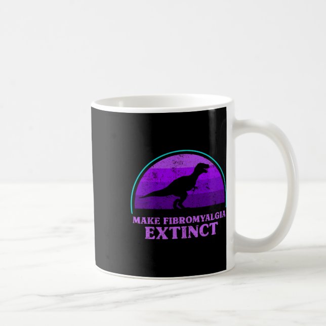 Kids T Rex Dino Make Fibromyalgia Extinct Awarenes Coffee Mug (Right)