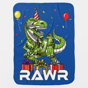 Kids T-Rex Dinosaur Robot Rawr Birthday Boy Party Baby Blanket