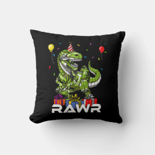 Kids T-Rex Dinosaur Robot Rawr Birthday Boy Party Throw Pillow