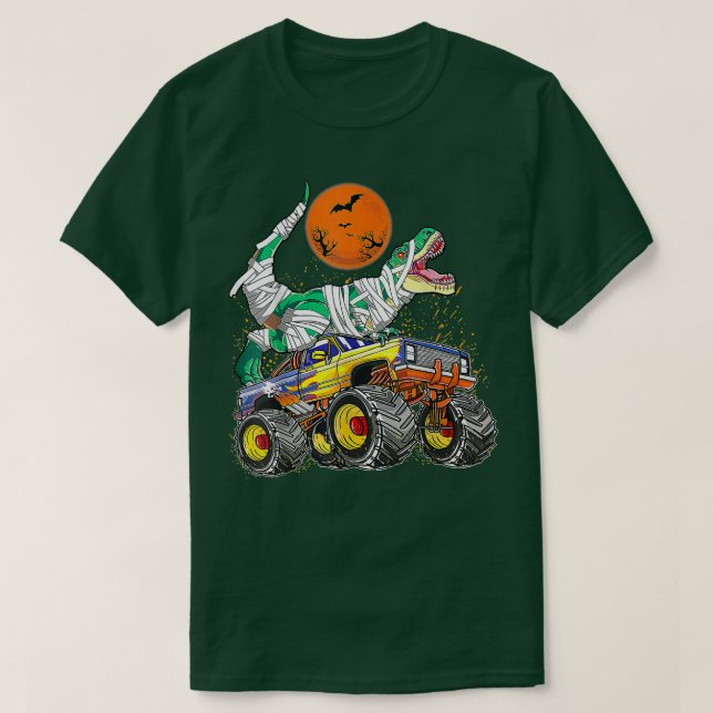 Kids T rex Riding Monster Truck Dinosaur Trex Hall T-Shirt (Design Front)