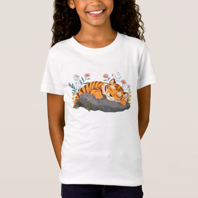Kids T-Shirt Cute Sleeping Tiger (Front)