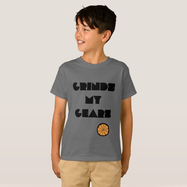Kids t-shirt funny says “grinds my gears” (Front Full)