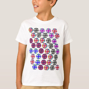 Kids T-shirt. Multi-colored Union Jacks/Flags T-Shirt
