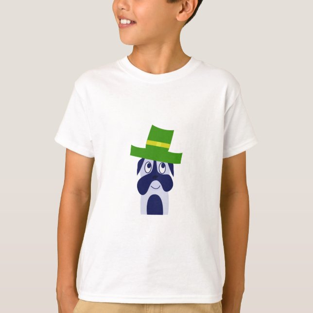 kids T-Shirt with a dog in green hat (Front)