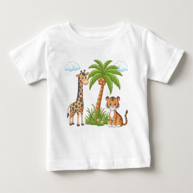 Kids' T-Shirt  with Cute Cartoon Animals Print (Front)