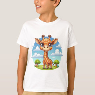 Kids' T-shirt with Cute Giraffe Illustration