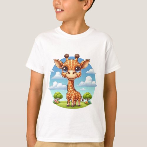Kids T_shirt with Cute Giraffe Illustration