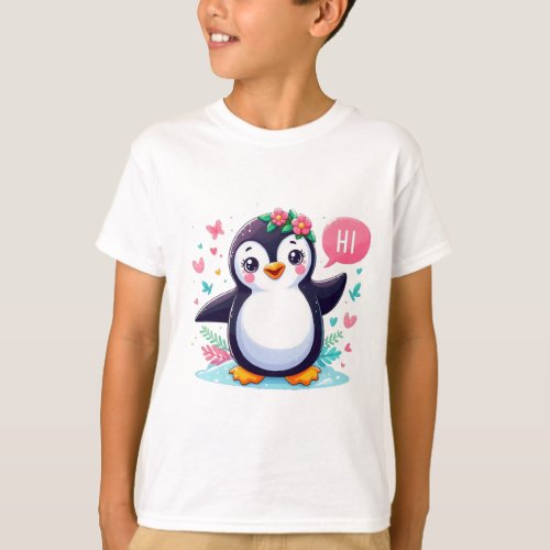 Kids T_shirt with Cute Penguin Print