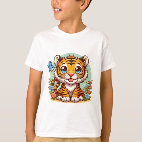 Kids T_shirt with Cute Tiger Print