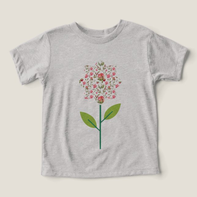 Kids' T-Shirt with Patterned Flower – Whimsical Wa Toddler T-shirt (Design Front)