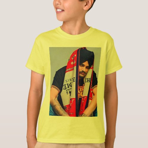 Kids T_shirt With Sidhu Moose Wala Photo  Logo