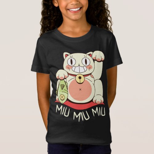 Kids T_Shirts with Maneki Neko Cat Prints