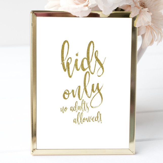 Kids Table Gold Glitter Affordable Wedding Sign Invitation (Creator Uploaded)
