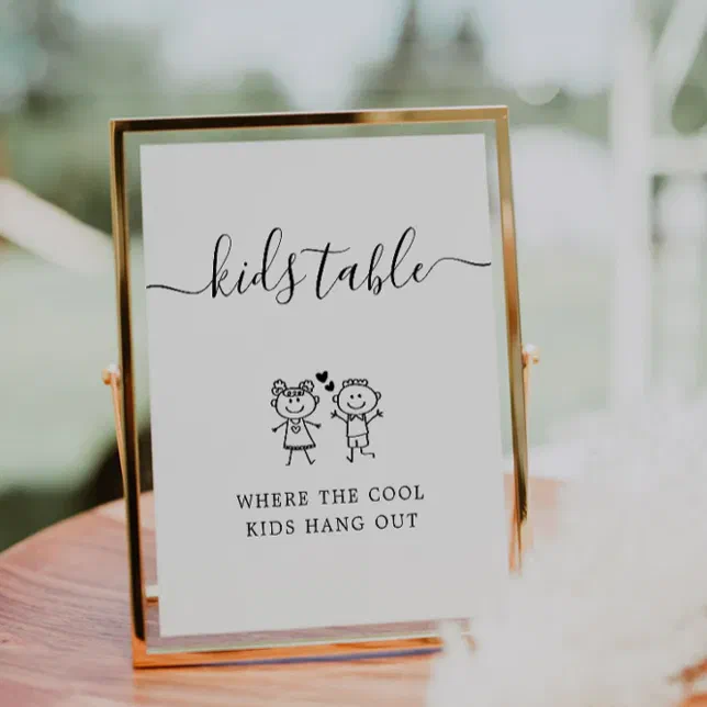 Kids Table Sign | Minimalist Children's Table Sign | Zazzle