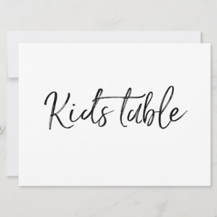 "Kids Table" Sign Stylish Hand Lettered