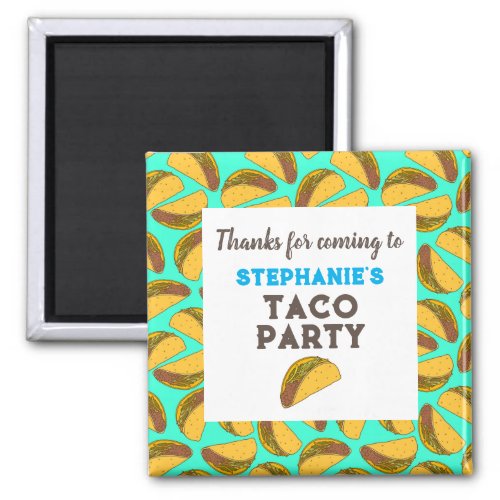 Kids Taco Birthday Thank You Party Favor Magnet