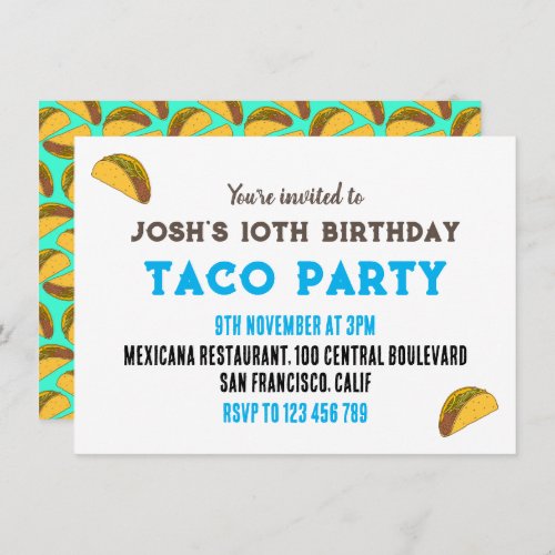 Kids Taco Night Birthday Party Invitation