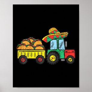 Kids Taco Tractor Cinco De Mayo Mexican Food Fiest Poster