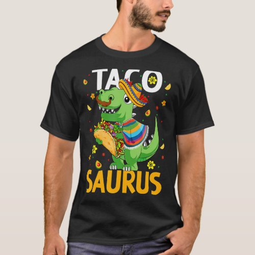 Kids Tacosaurus Cinco De Mayo Dinosaur Rex Mexican T_Shirt