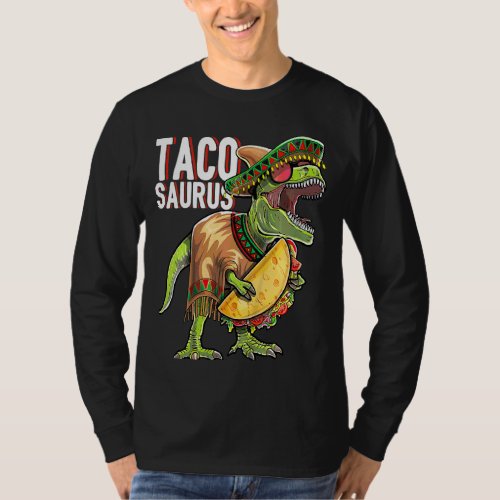 Kids Tacosaurus Cinco De Mayo Dinosaur Taco Party  T_Shirt