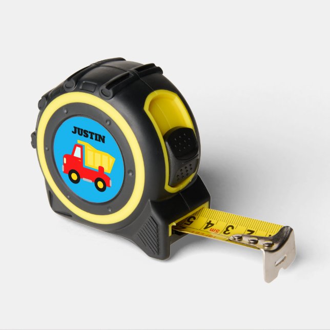 Kid's tape measure with cute dump truck drawing (Angle)