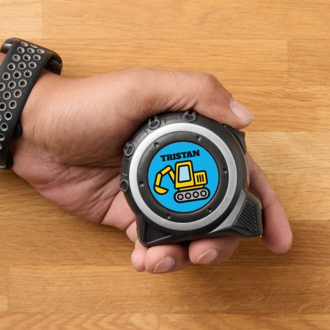 Kid's tape measure with cute toy excavator drawing (Home)