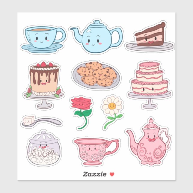 Kids Tea Party Set Sticker (Sheet)