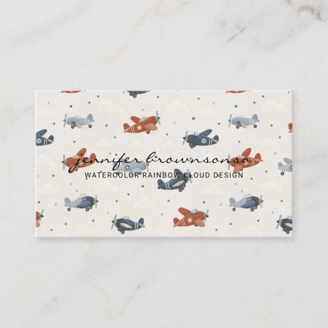 Kids Teacher Baby Sitter Airplane Business Card