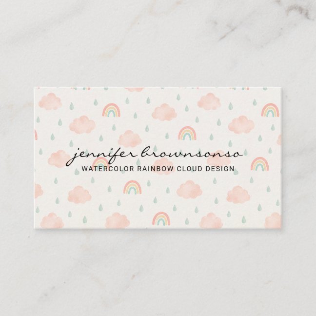 Kids Teacher Baby Sitter Cloud Rainbow Business Card
