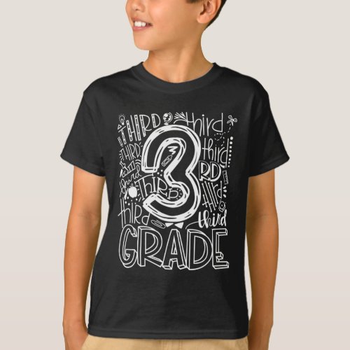 Kids Teacher Back To School 3rd Third Grade Typogr T_Shirt