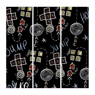 Kids Teacher Fun Recess Playground Chalkboard Room Triptych