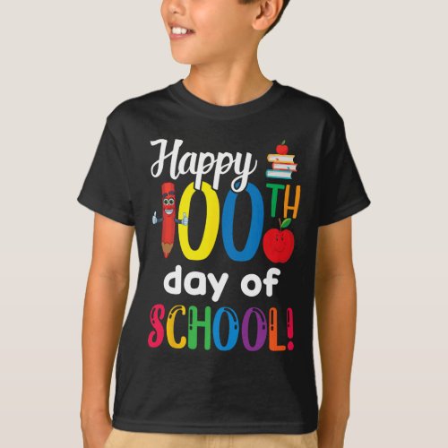 Kids Teacher Gift Happy 100th Day Of School  T_Shirt